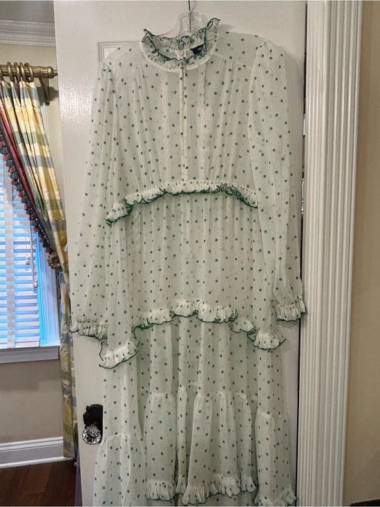 ME+EM Dresses & Skirts - ME+EM Sheer White with Green Polka Dots maxi dress